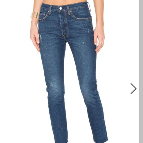 LEVI’S 501 Skinny Jeans in Song for Forever Button Fly Raw Hem 25 - Picture 3 of 7